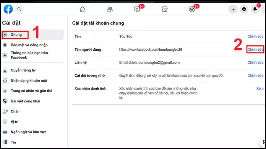 Chọn Chỉnh sửa tại Tên người dùng