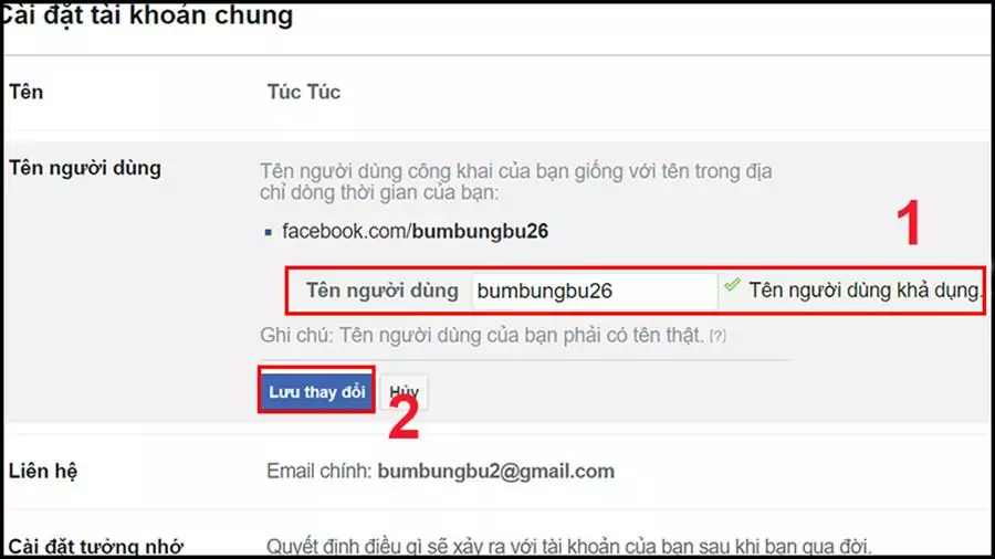 Đặt tên người dùng Facebook
