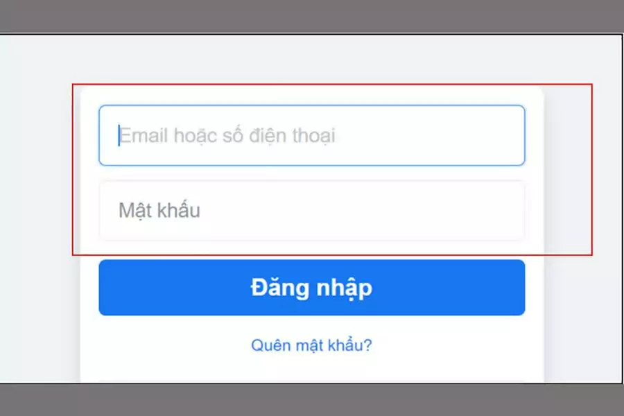 Giao diện trang đăng nhập Facebook