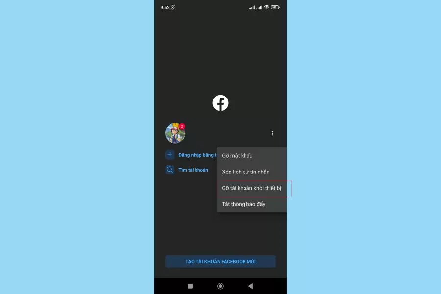 gỡ tài khoản facebook