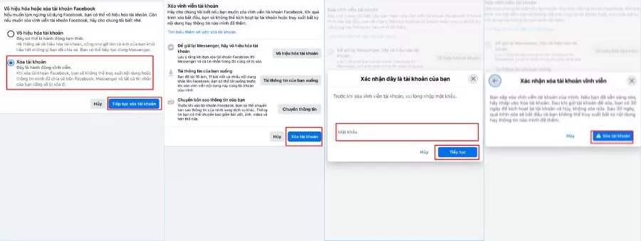 gỡ tài khoản facebook
