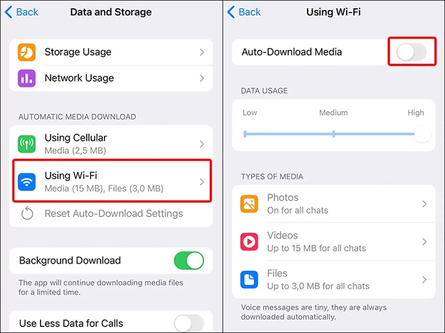 Tắt tự động tải video khi dùng mạng Wifi