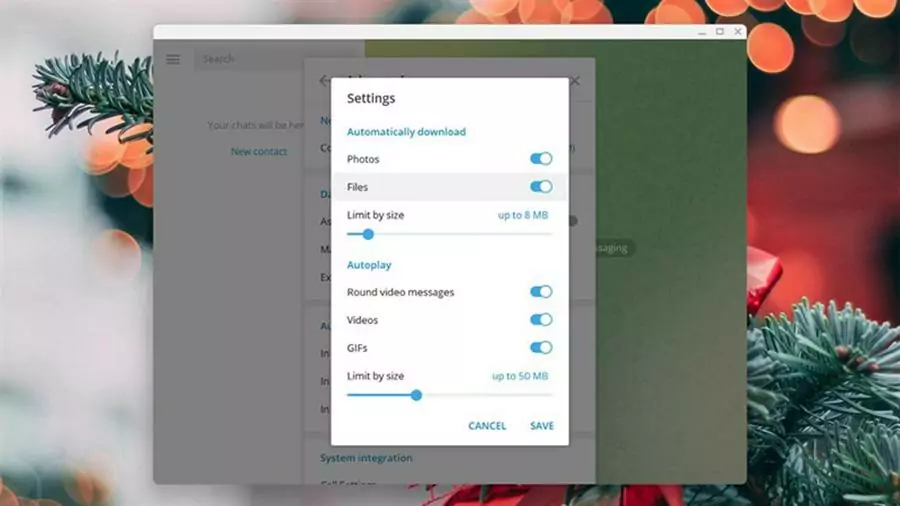 Tắt mục Files để tắt tự động tải video trên Telegram về máy tính