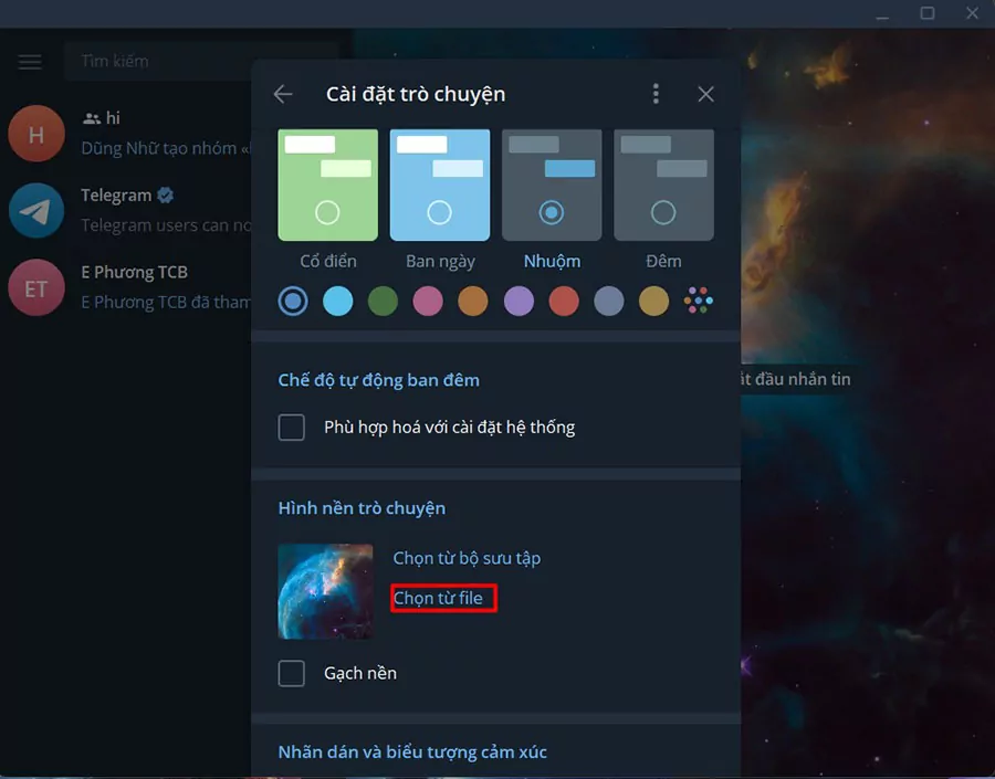 Click vào Chọn từ file để tải ảnh nền lên từ máy tính