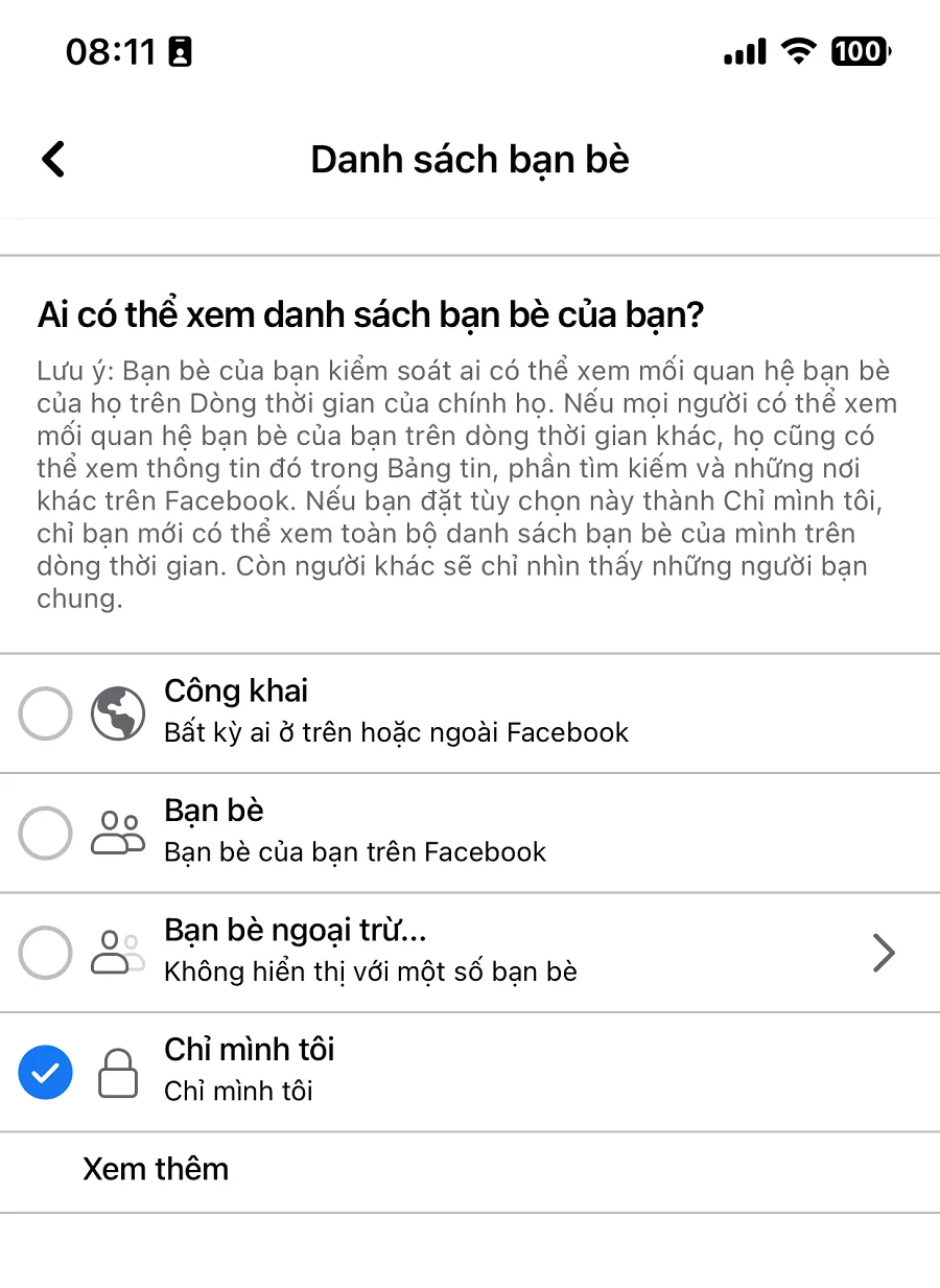 cách không hiển thị bạn bè trên facebook