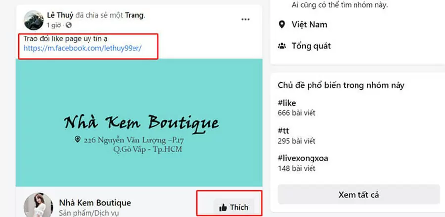 Mời người lạ like Page bằng cách trao đổi like chéo
