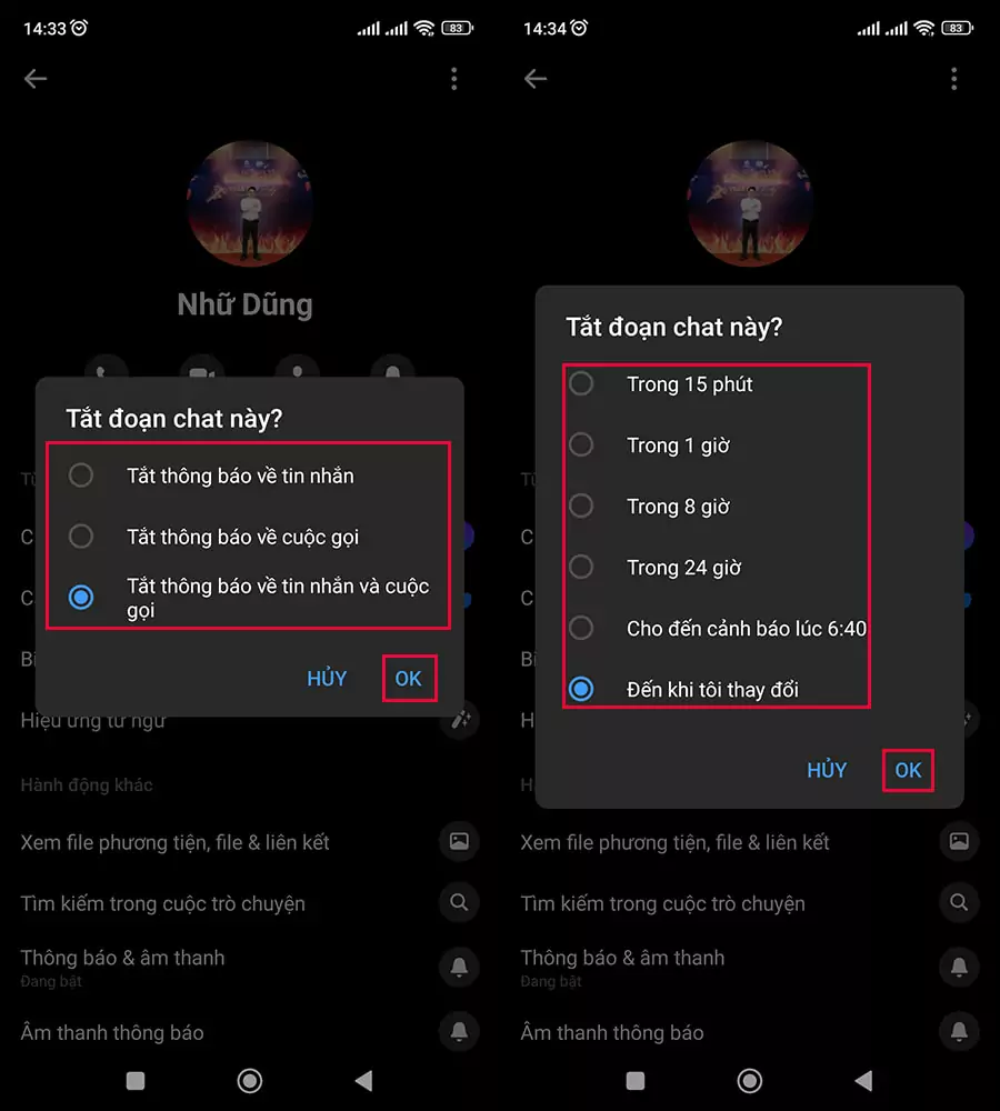 Chọn tắt thông báo về tin nhắn hay cuộc gọi trên Messenger