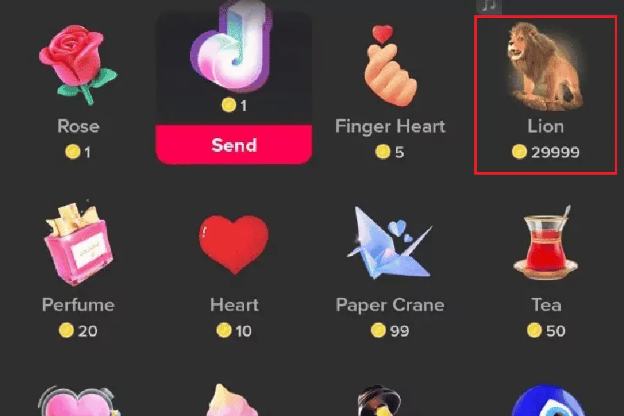 Quà tặng Sư tử trên TikTok LIVE