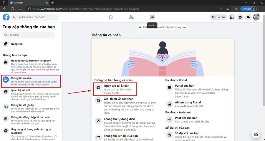 Cách xem ngày tạo tài khoản Facebook trên máy tính