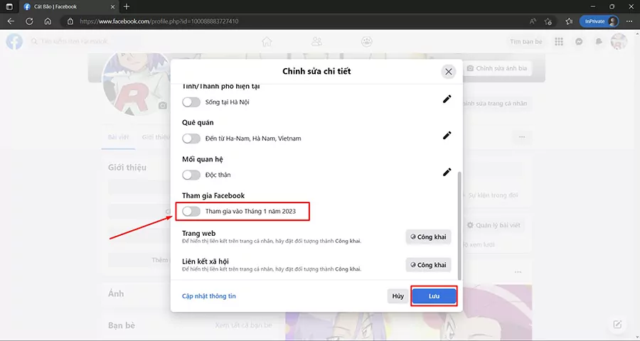 Cách hiển thị ngày tạo tài khoản Facebook trên máy tính
