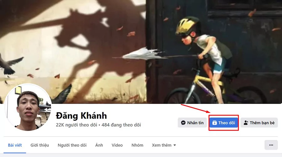 Click vào nút Theo dõi