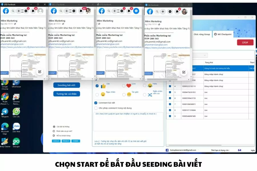 tự động seeding bài viết facebook