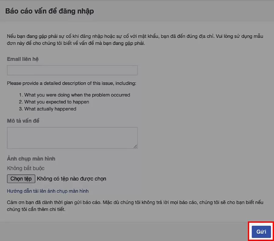 Click vào nút Gửi