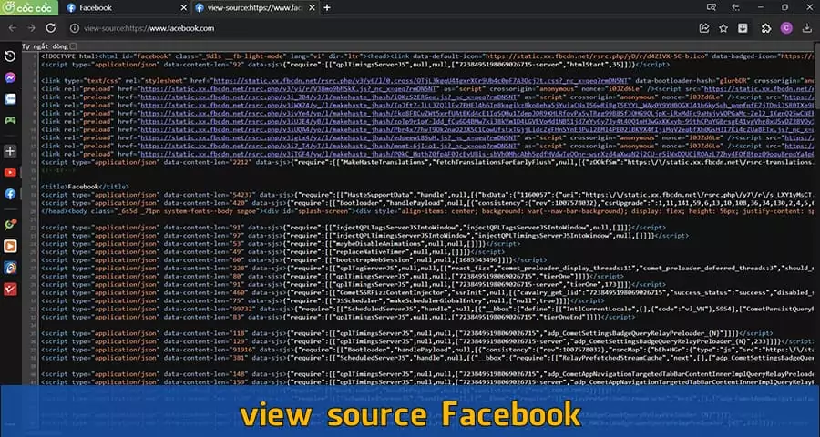 Cách view source Facebook trên máy tính