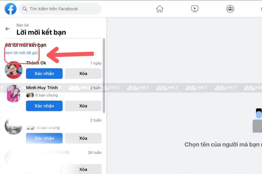 hủy lời mời kết bạn trên Facebook
