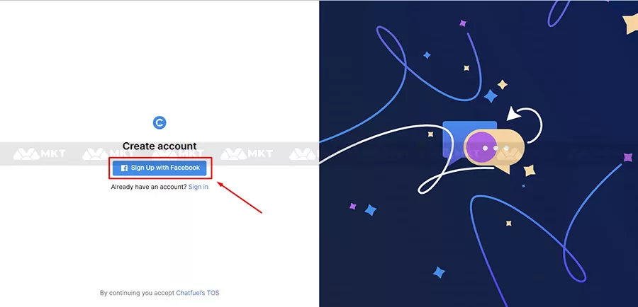 Nhấn vào Sign Up with Facebook