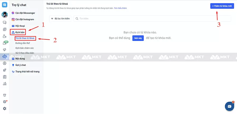 Tạo kịch bản auto rep inbox theo từ khóa