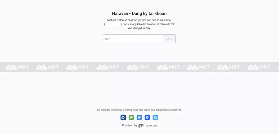 Nhập mã OTP gửi về số điện thoại