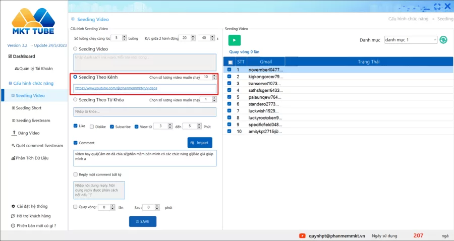 Hướng dẫn tự động seeding video bằng phần mềm MKT Tube