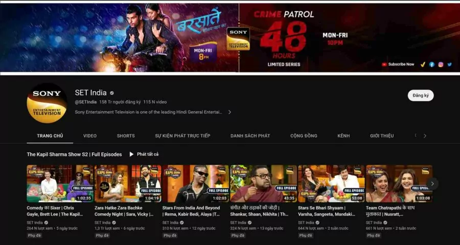 Top kênh YouTube nhiều sub nhất thế giới: SET India