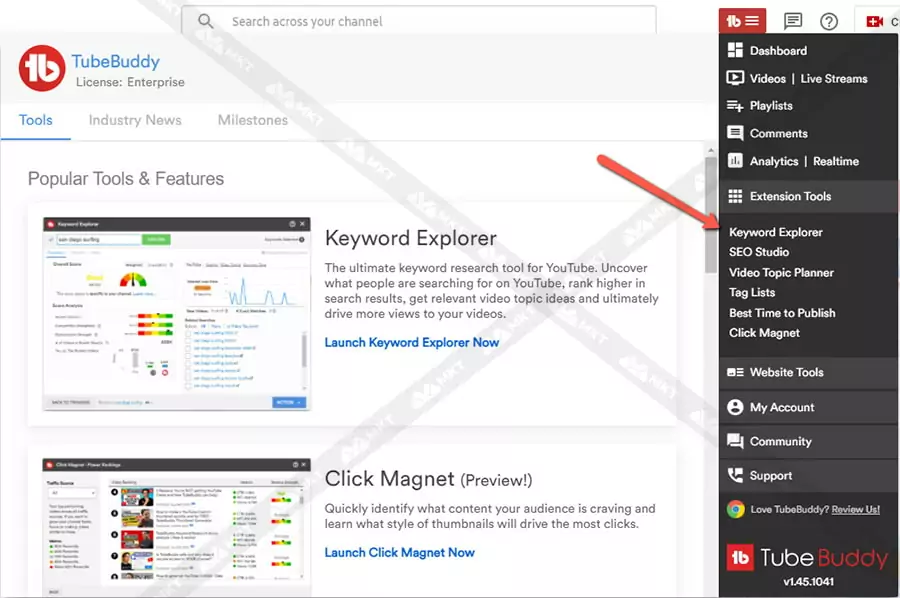 Công cụ nghiên cứu từ khóa YouTube TubeBuddy