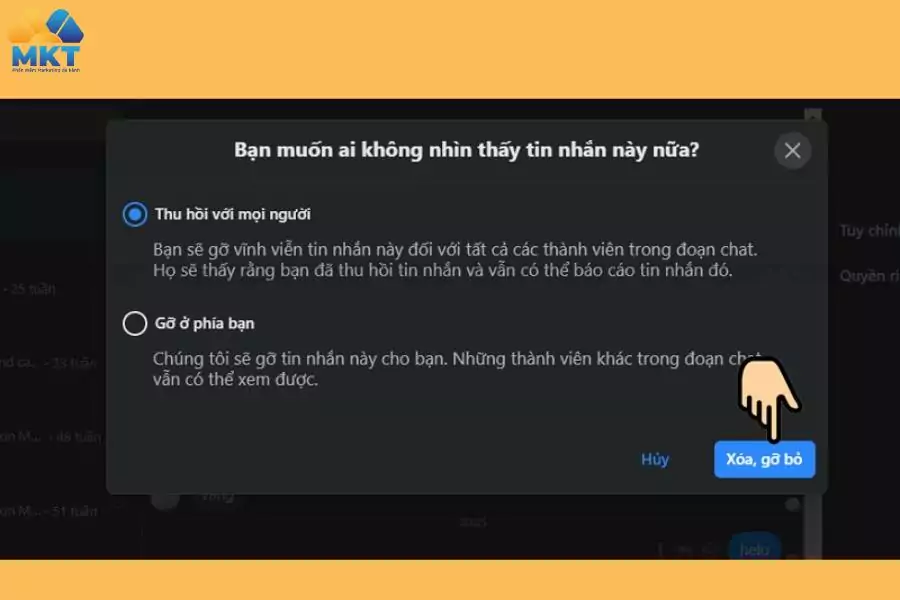 Cách thu hồi tin nhắn trên Messenger đối với máy tính