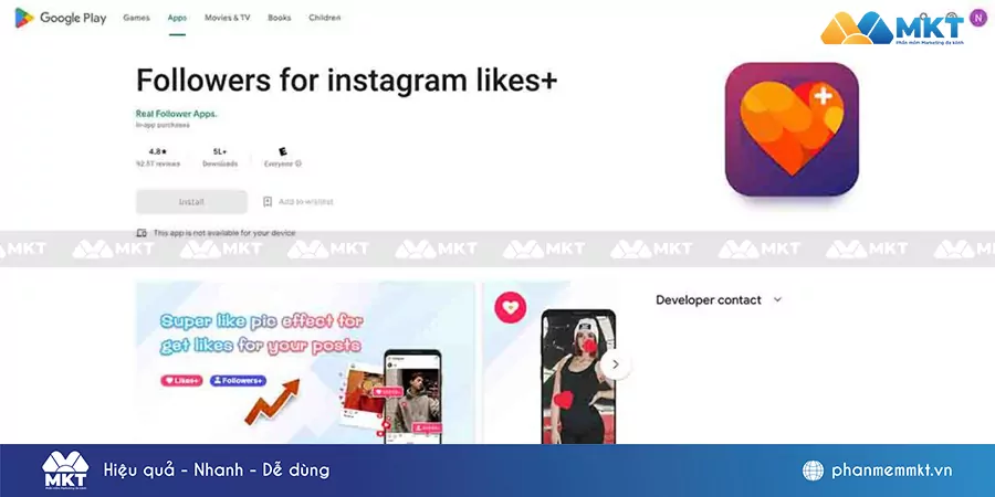 Ứng dụng Followers for Instagram likes+