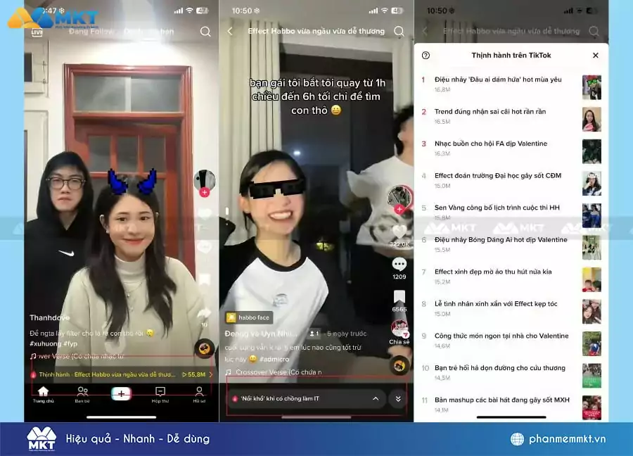 Cách lấy hiệu ứng trên TikTok từ mục Thịnh hành