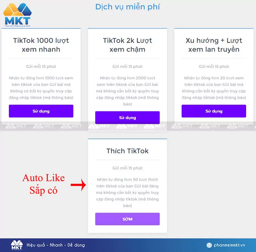 Các gói buff view TikTok miễn phí