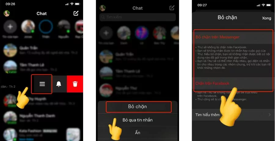 Cách bỏ chặn Messenger trên điện thoại