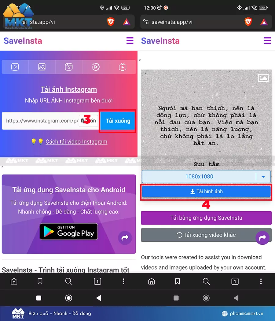 Cách tải ảnh trên Instagram về điện thoại bằng web SaveInsta