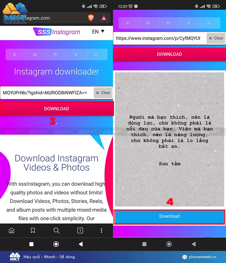 Cách tải ảnh Instagram về điện thoại với web sssInstagram