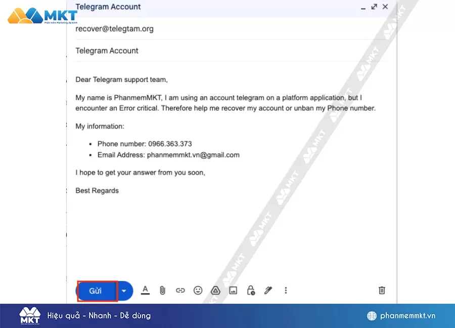 Các gửi kháng nghị tài khoản Telegram bị khóa