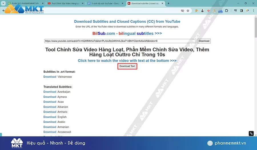 Chọn Download Text